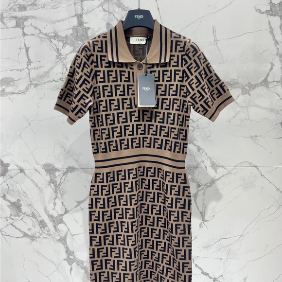 Fendi Brown Kids Logo Polo Dress